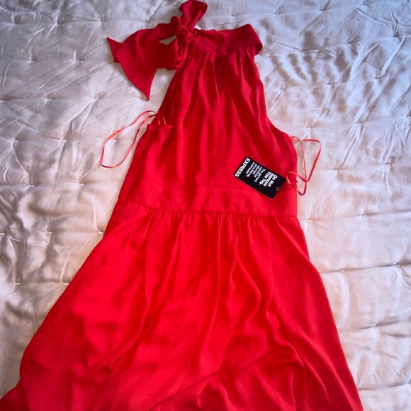 Express red chiffon halter neck dress with bow - Picture 4 of 6
